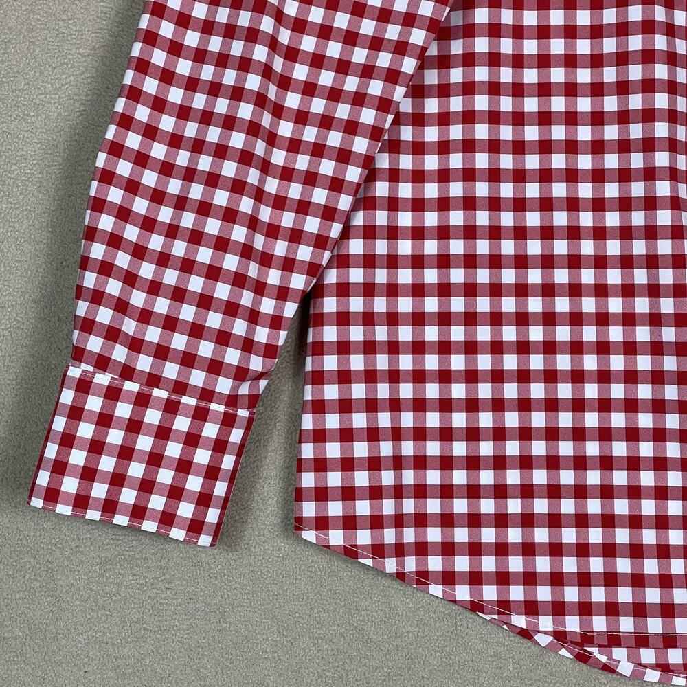 Mizzen+Main Shirt Mens S Red‎ Checkered Trim Fit Long Sleeve Stretch Button Up - Picture 7 of 11